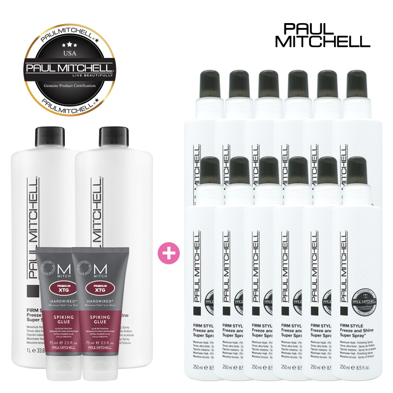 폴미첼 프리즈 앤 샤인 슈퍼 스프레이 250ml x 12개 + [사은품] 미치 하드와이어 75ml x 2개 + 스프레이 1,000ml x 2개